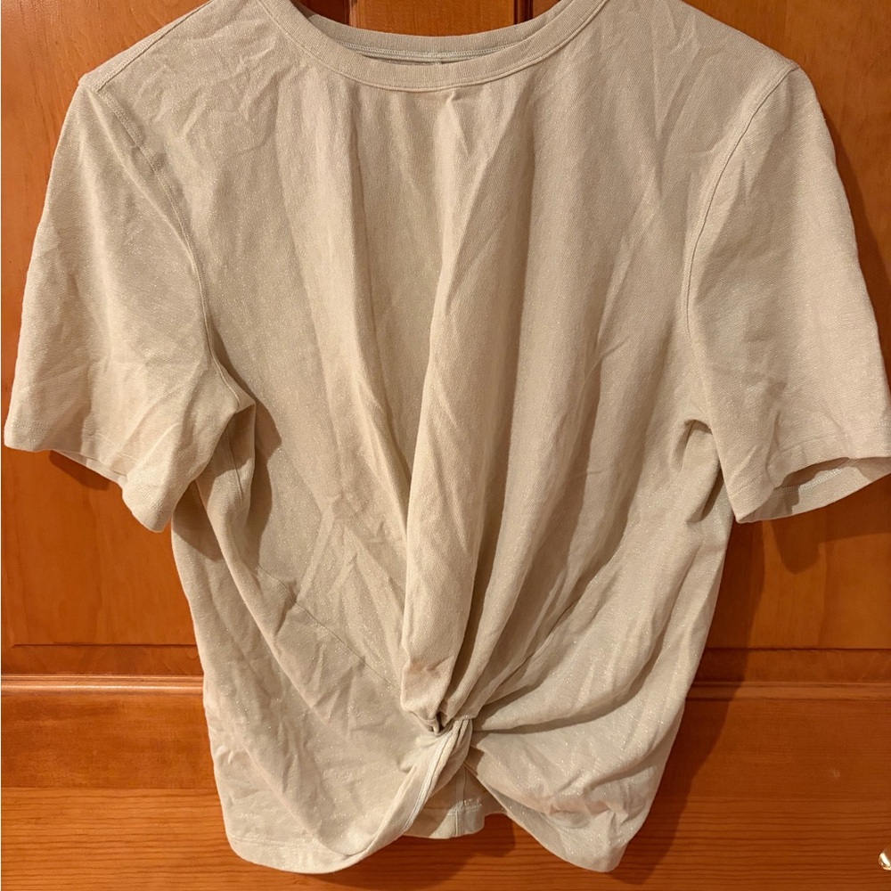 lululemon athletica sparkle ivory knot front tee